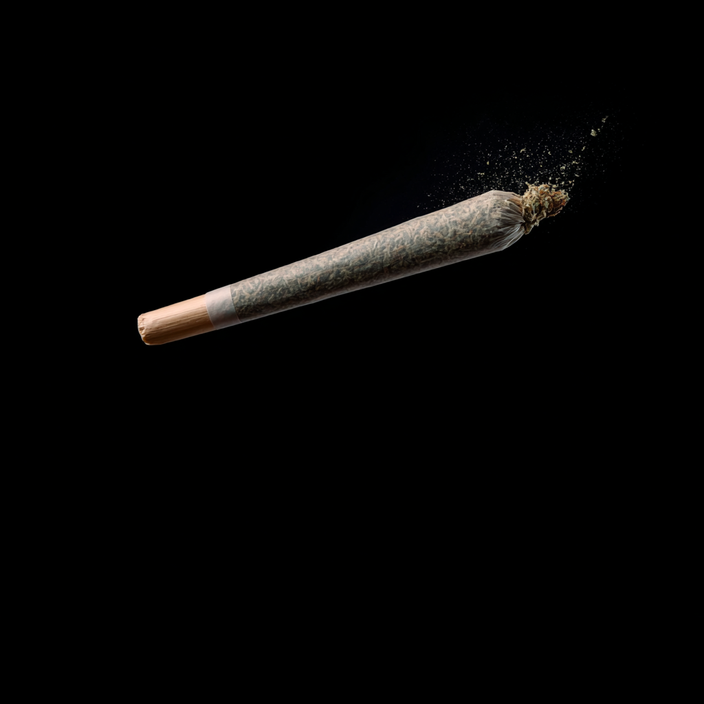 Cannabis pre-roll against black background